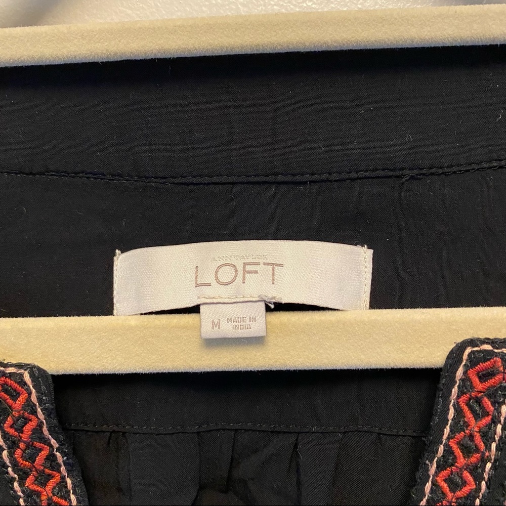 Loft Embroidered Split Neck Blouse - image 3